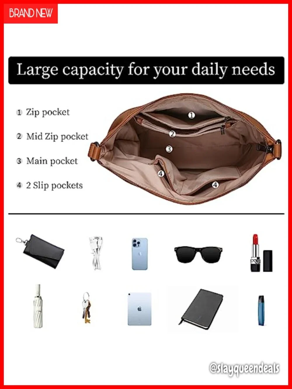 Genuine Leather Hobo Shoulder Bag Women Crossbody Tote